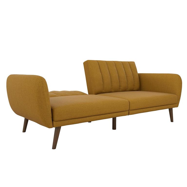 Novogratz Brittany Futon Sofa Bed - Mustard Linen Fabric - 2115929NUK