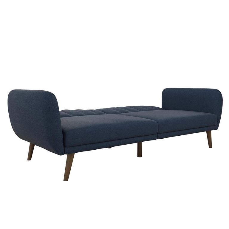 Novogratz Brittany Futon Sofa Bed - Navy Blue Linen Fabric - 2115629NUK