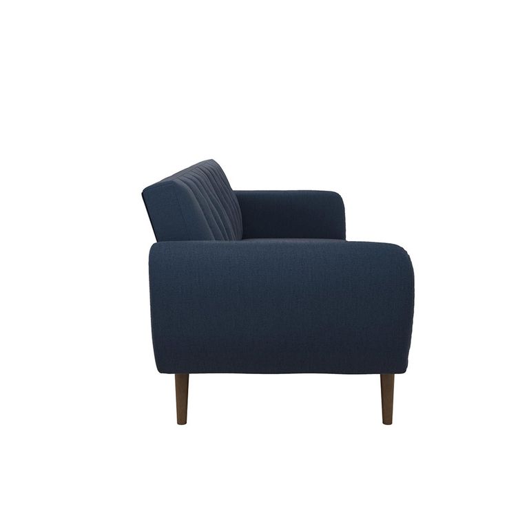 Novogratz Brittany Futon Sofa Bed - Navy Blue Linen Fabric - 2115629NUK