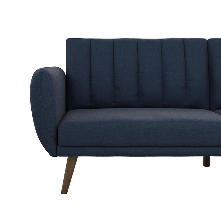 Novogratz Brittany Futon Sofa Bed - Navy Blue Linen Fabric - 2115629NUK