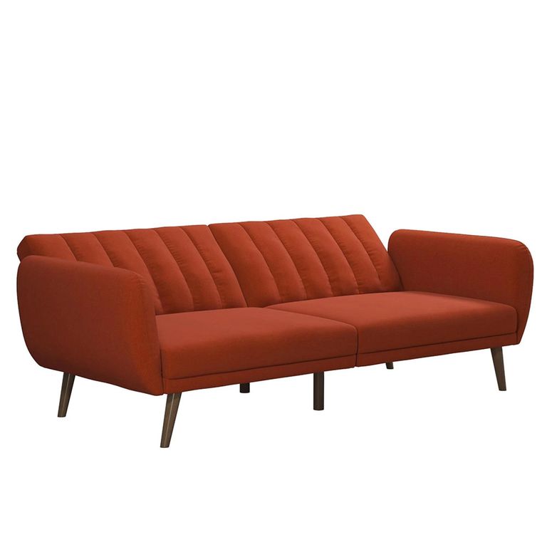 Novogratz Brittany Futon Sofa Bed - Orange Linen Fabric - 2115529NUK