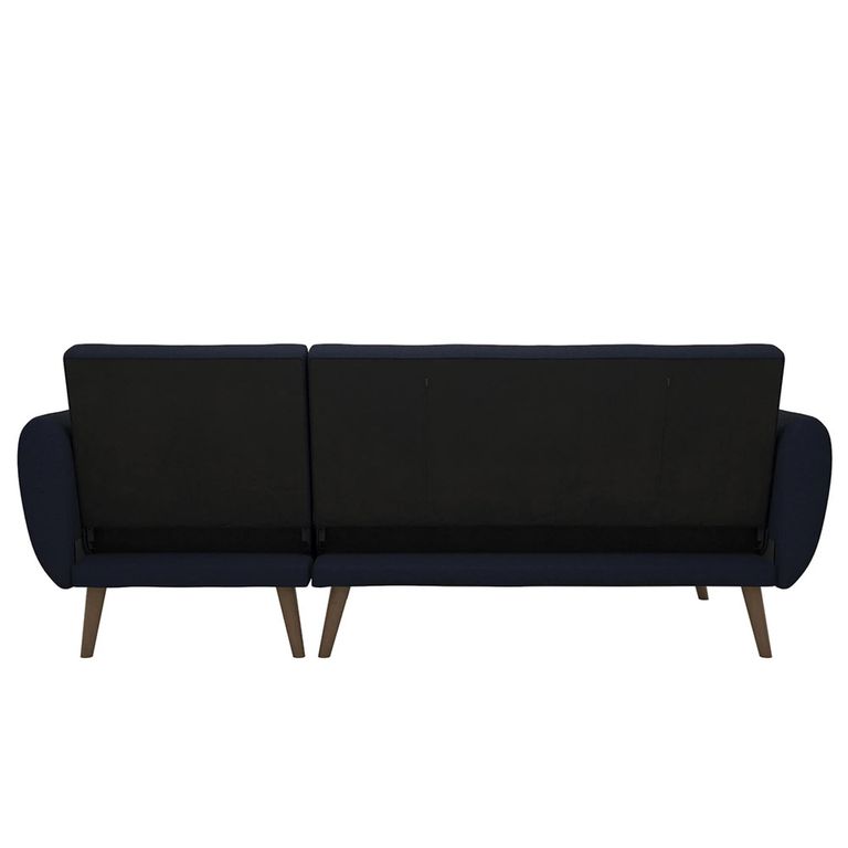 Novogratz Brittany Sectional Futon Sofa Bed - Navy Blue Linen - 2276629NUK