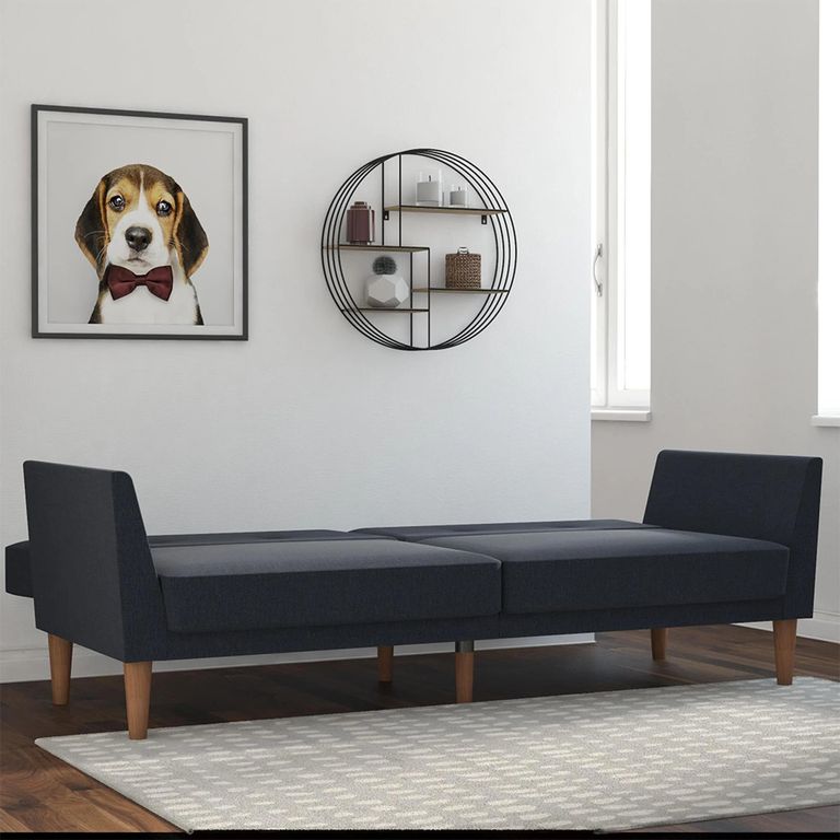 Novogratz Regal Futon Sofa Bed - Blue Linen Fabric - 2180629NUK