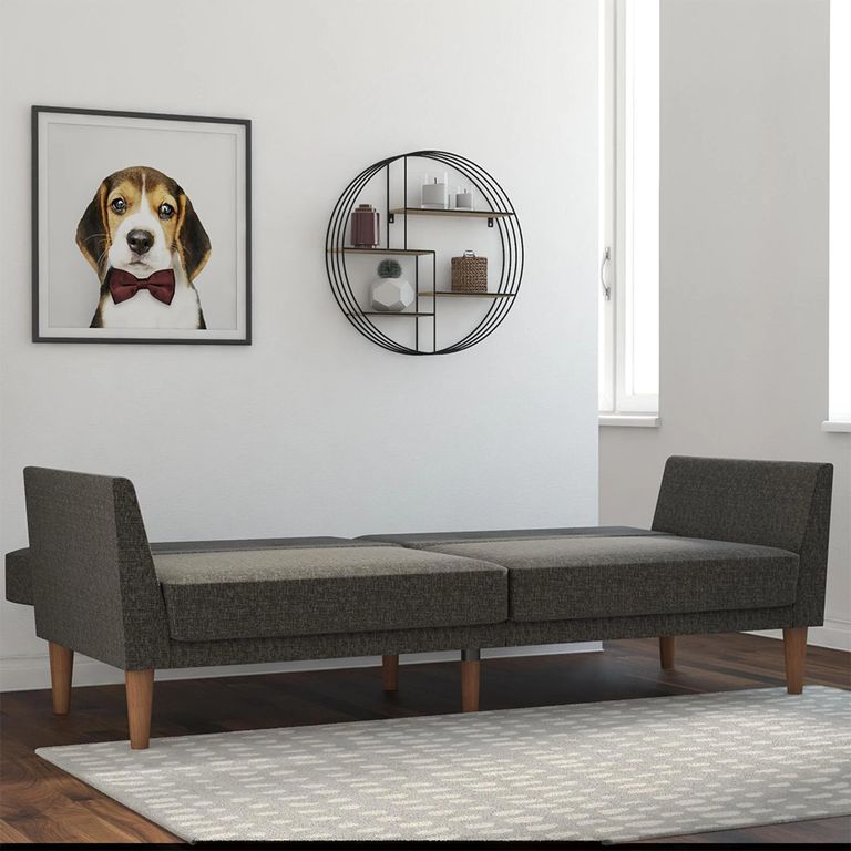 Novogratz Regal Futon Sofa Bed - Grey Linen Fabric - 2180429NUK