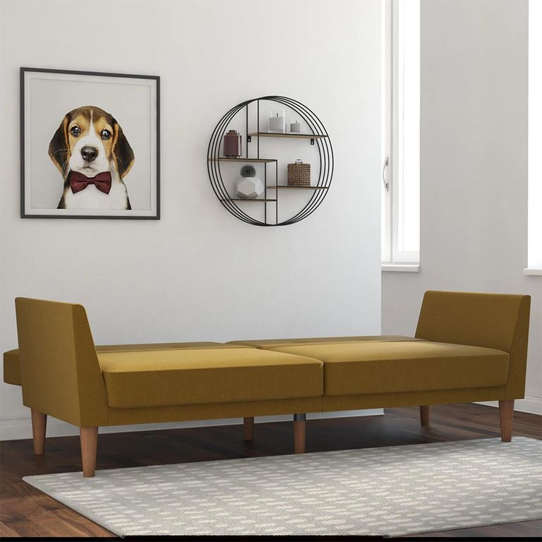 Novogratz Regal Futon Sofa Bed - Mustard Linen Fabric - 2180329NUK