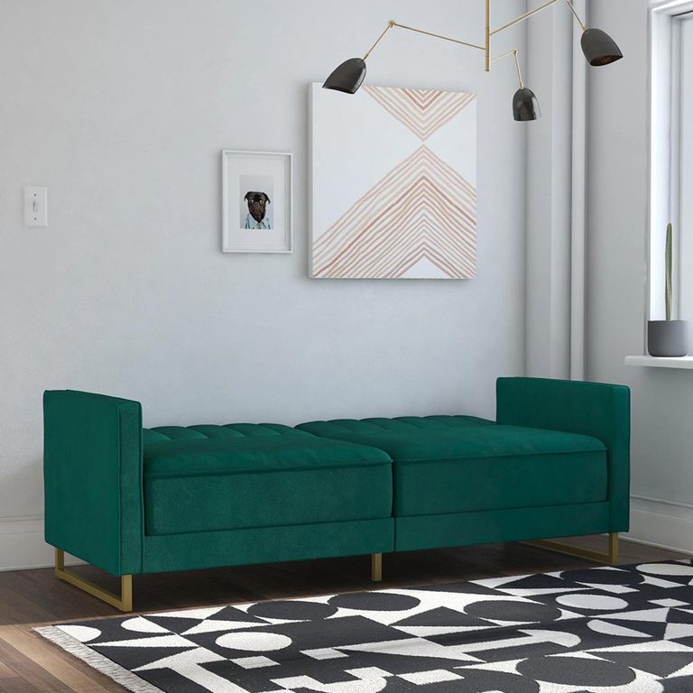 Novogratz Skylar Sofa Bed - Green Velvet Fabric - 2358979NUK