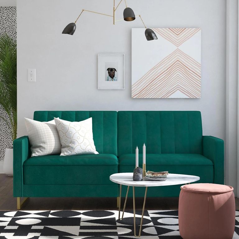 Novogratz Skylar Sofa Bed - Green Velvet Fabric - 2358979NUK