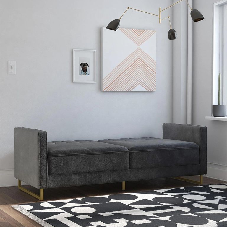 Novogratz Skylar Sofa Bed - Grey Velvet Fabric - 2358479NUK