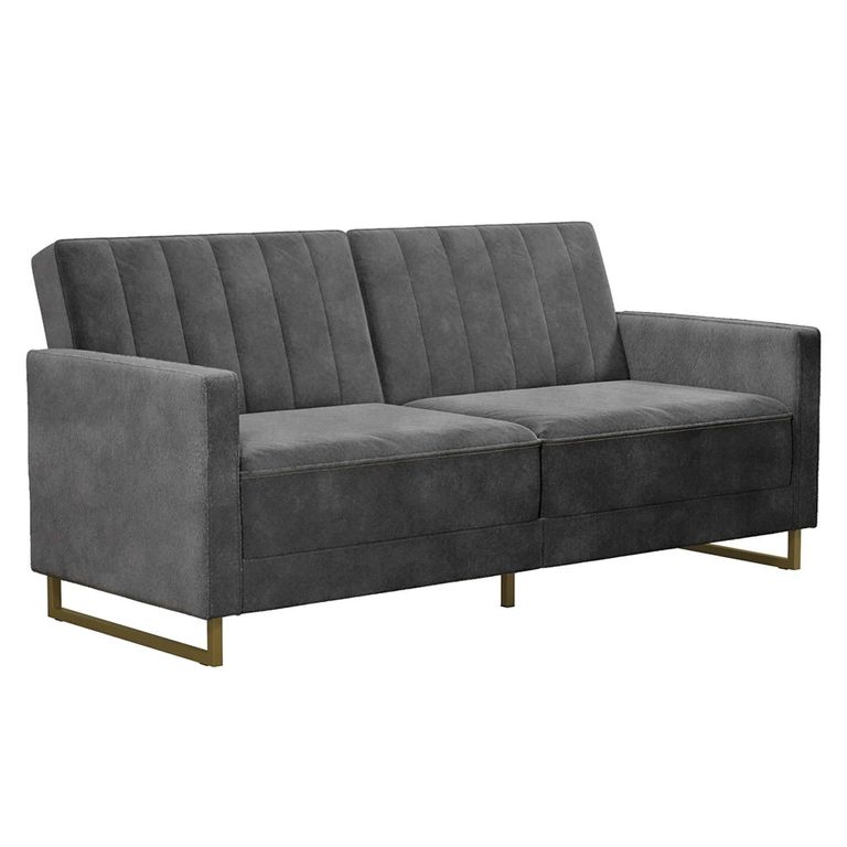 Novogratz Skylar Sofa Bed - Grey Velvet Fabric - 2358479NUK