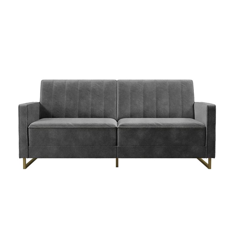Novogratz Skylar Sofa Bed - Grey Velvet Fabric - 2358479NUK