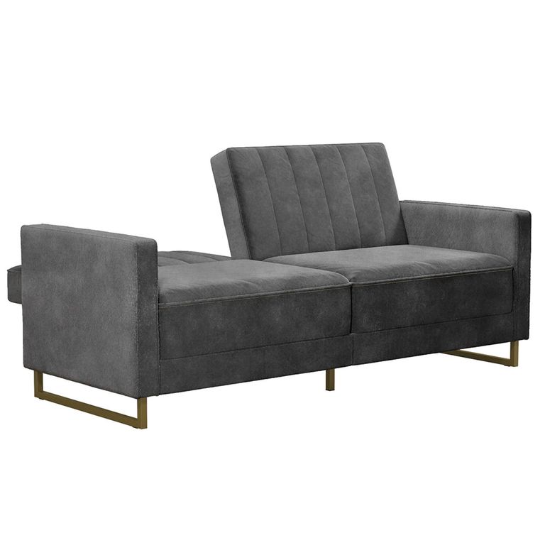 Novogratz Skylar Sofa Bed - Grey Velvet Fabric - 2358479NUK