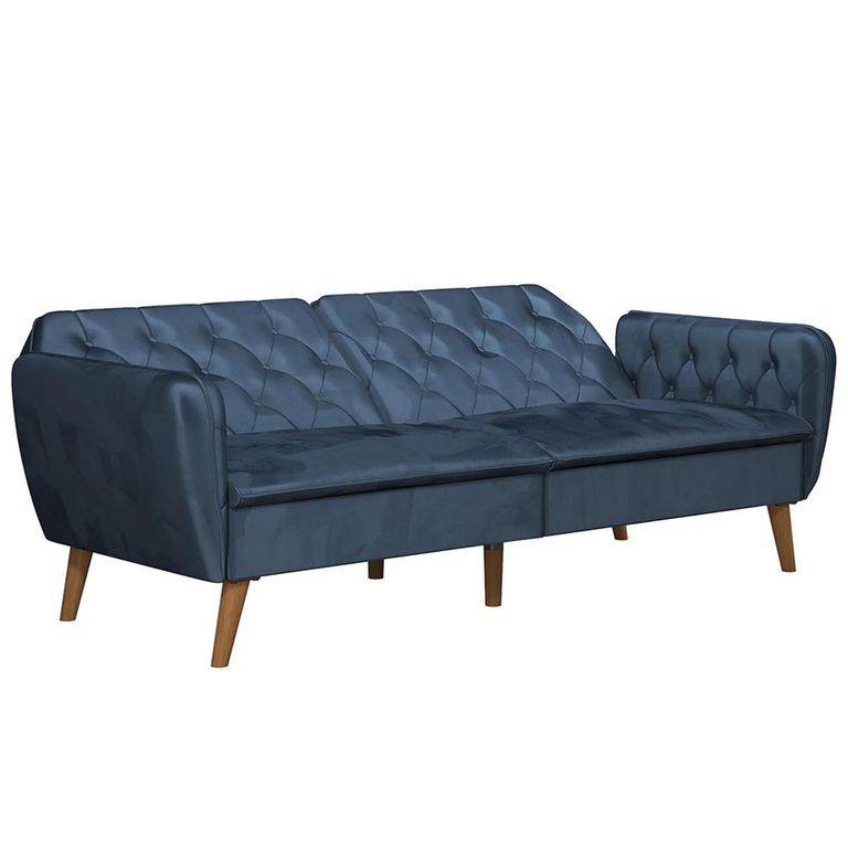 Novogratz Tallulah Futon Sofa Bed - Blue Velvet Fabric - 2144679NUK