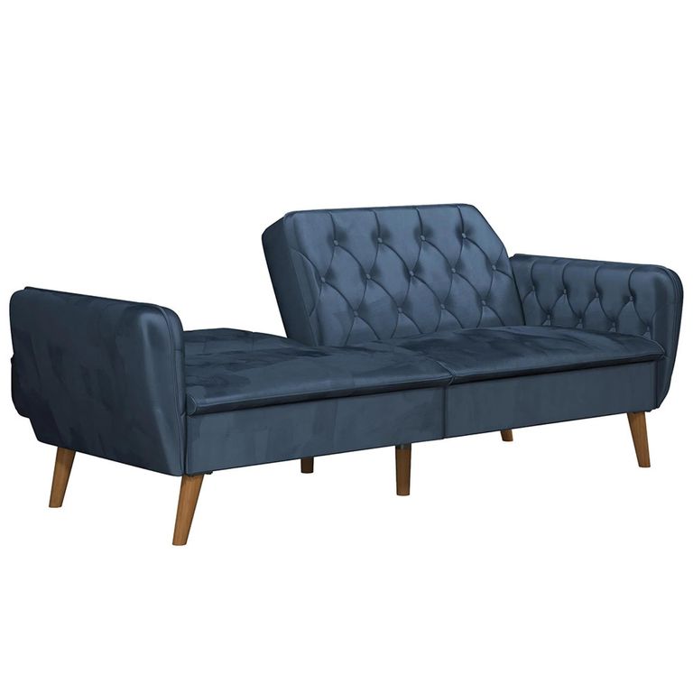 Novogratz Tallulah Futon Sofa Bed - Blue Velvet Fabric - 2144679NUK