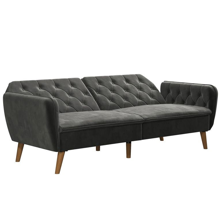 Novogratz Tallulah Futon Sofa Bed - Grey Velvet Fabric - 2144479NUK
