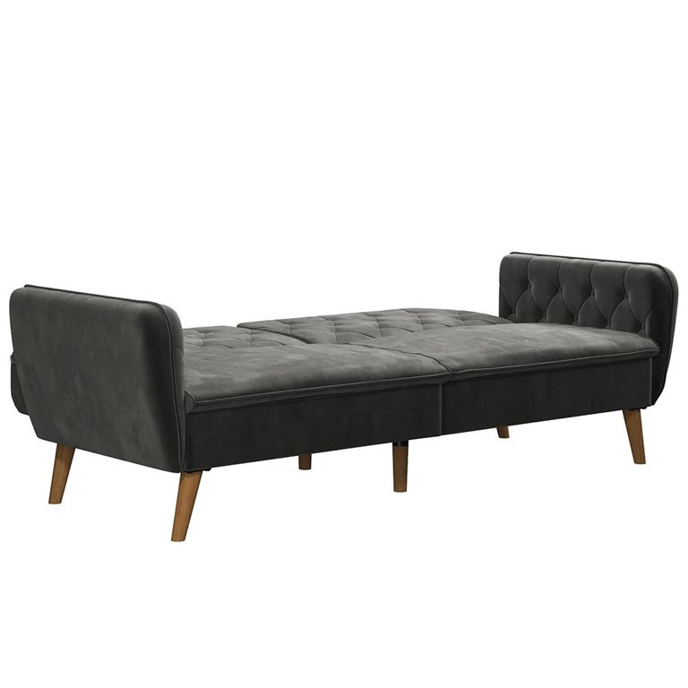 Novogratz Tallulah Futon Sofa Bed - Grey Velvet Fabric - 2144479NUK