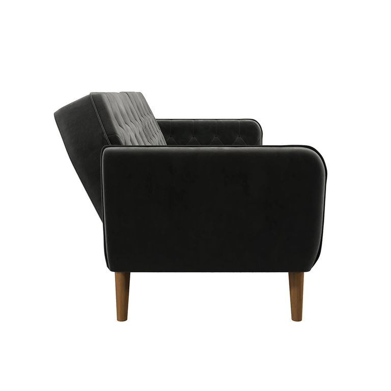 Novogratz Tallulah Futon Sofa Bed - Grey Velvet Fabric - 2144479NUK