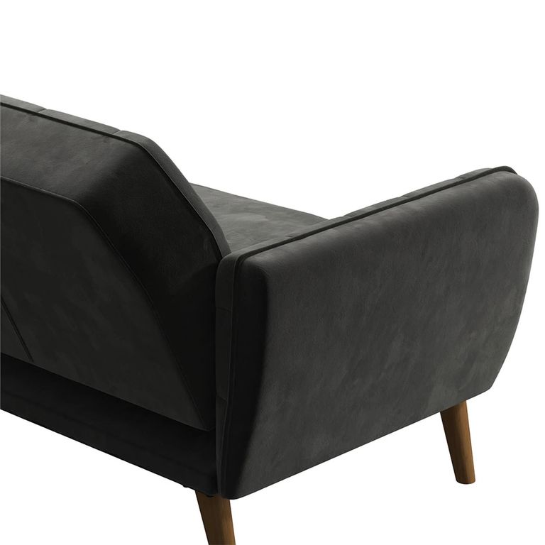 Novogratz Tallulah Futon Sofa Bed - Grey Velvet Fabric - 2144479NUK