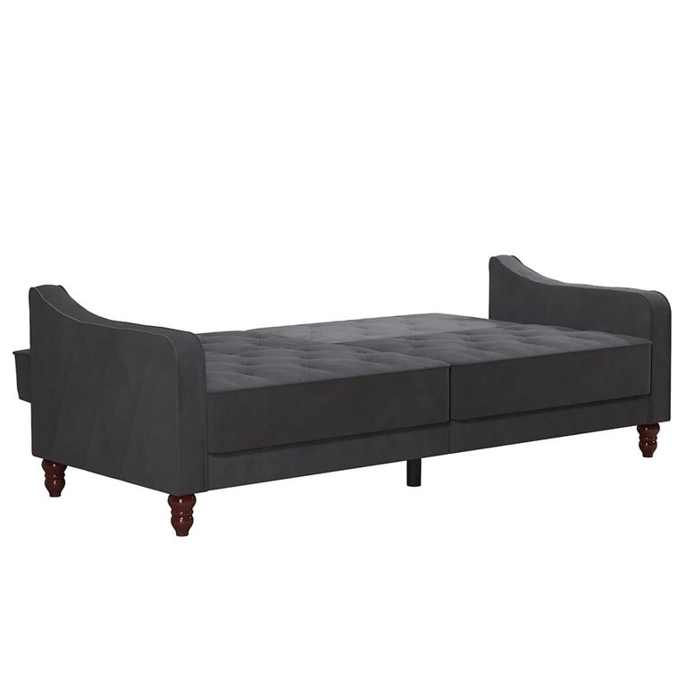 Novogratz Vintage Tufted Futon Sofa Bed - Grey Velvet Fabric - 2238479NUK