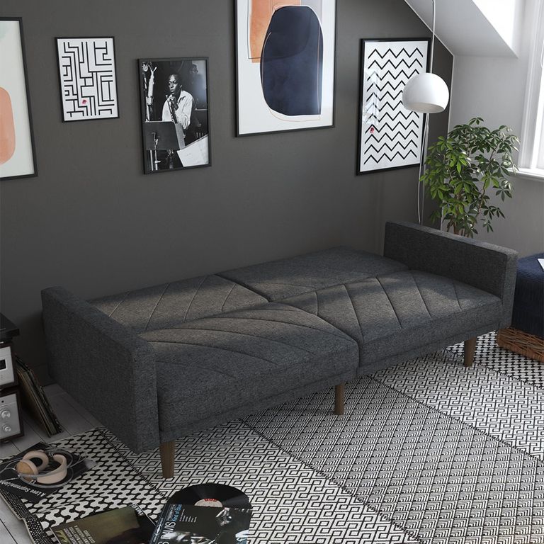 Paxson Sofa Bed - 3 Seater - Dark Grey Linen Fabric - 2110429UK