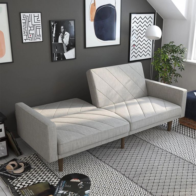 Paxson Sofa Bed - 3 Seater - Light Grey Linen Fabric - 2110229UK