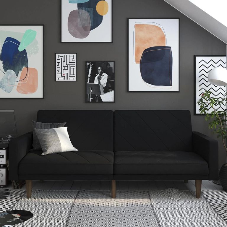 Paxson Sofa Bed - 3 Seater - Black Linen Fabric - 2110029UK