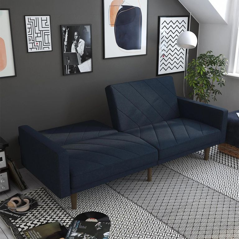 Paxson Sofa Bed - 3 Seater - Navy Blue Linen Fabric - 2110629UK