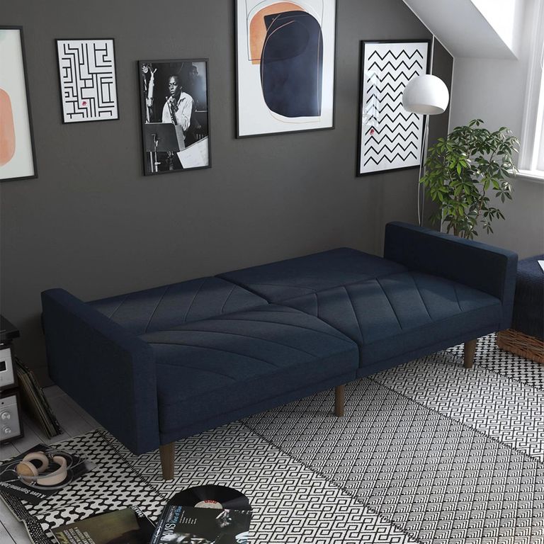 Paxson Sofa Bed - 3 Seater - Navy Blue Linen Fabric - 2110629UK