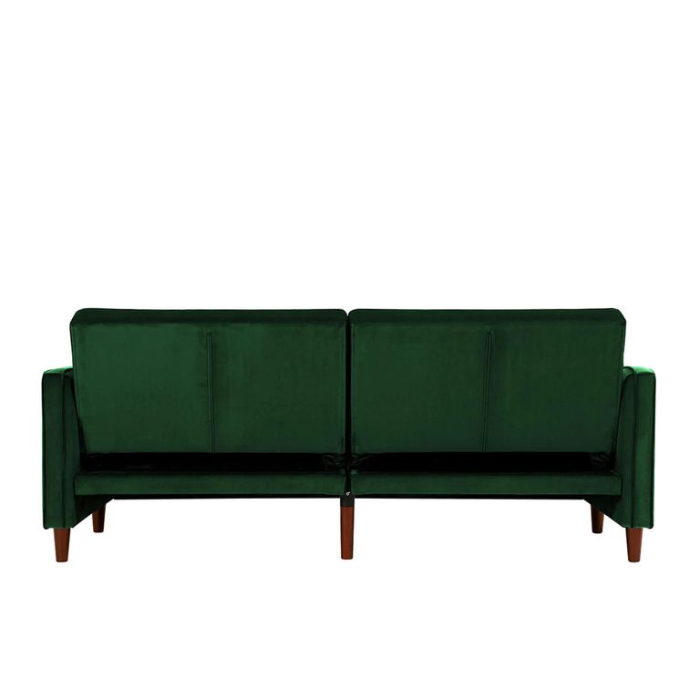 Pin Tufted Futon Sofa Bed - 3 Seater - Green Velvet Fabric -  2164979UK