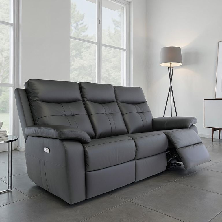 Sophia Sofa - 3 Seater - Electric Recliner - Charcoal Leather