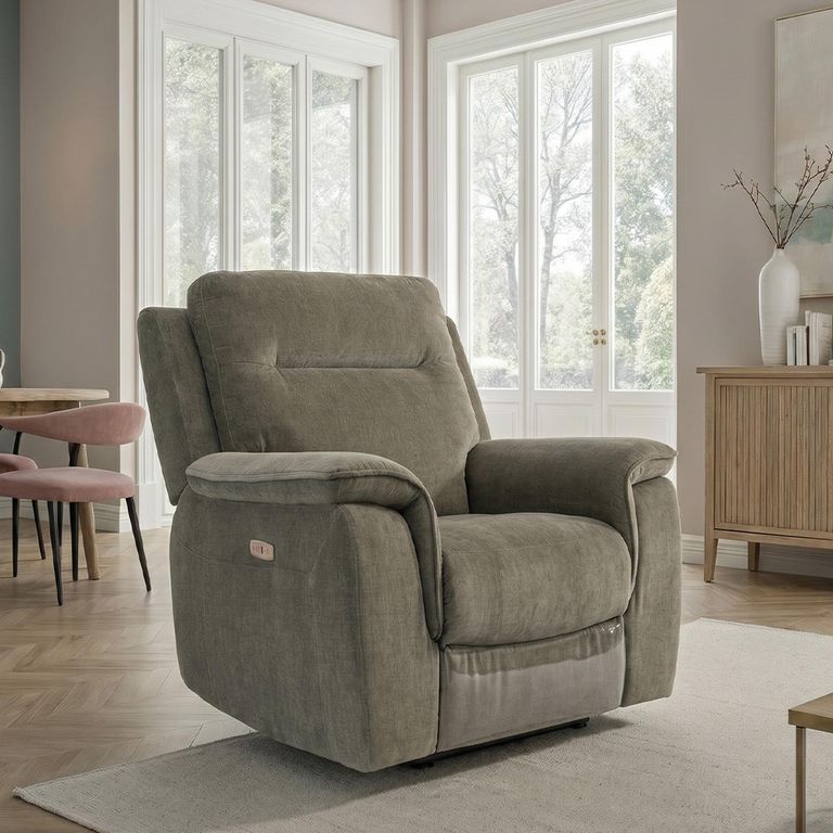 Havana Armchair - Electric Recliner - Moss Green Fabric