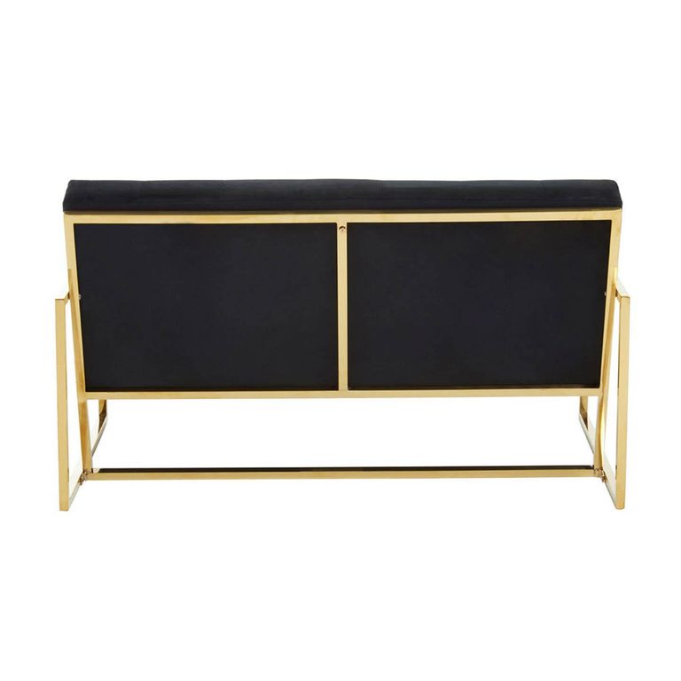Azalea Sofa - 2 Seater - Black Velvet Fabric with Gold Metal Frame