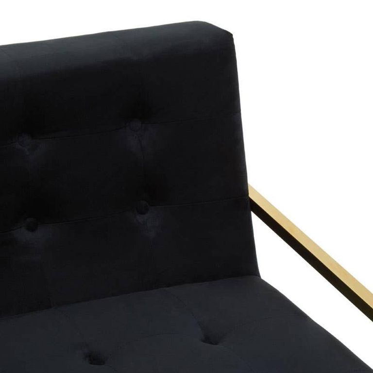 Azalea Sofa - 2 Seater - Black Velvet Fabric with Gold Metal Frame