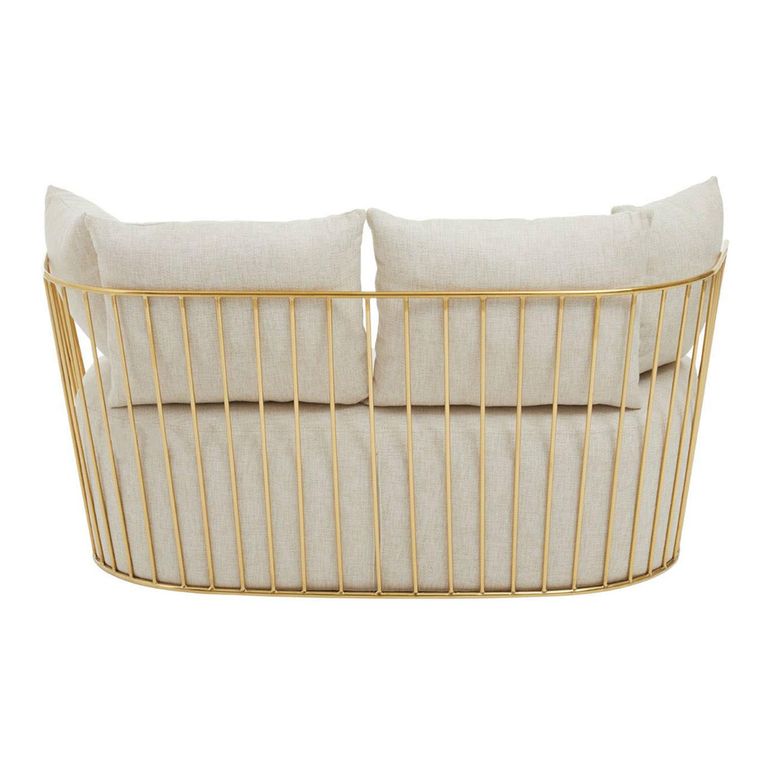Azalea Sofa - 2 Seater - Cream Fabric with Gold Metal
