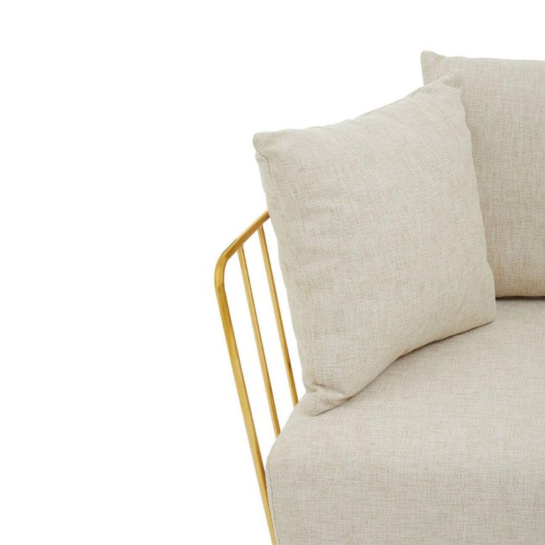 Azalea Sofa - 2 Seater - Cream Fabric with Gold Metal