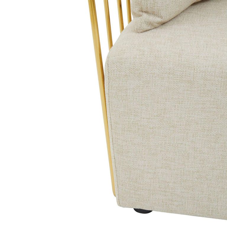 Azalea Sofa - 2 Seater - Cream Fabric with Gold Metal