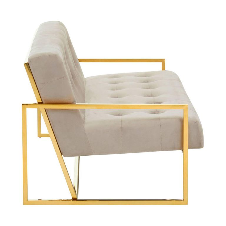 Azalea Sofa - 2 Seater - Mink Velvet Fabric with Gold Metal