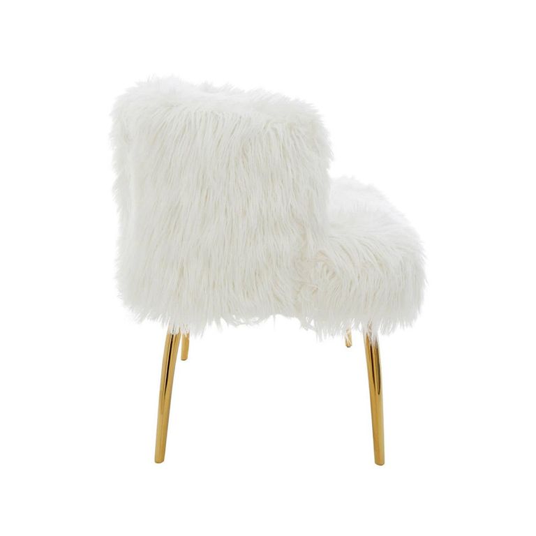 Clarence Sofa - 2 Seater - White Faux Fur with Gold Legs
