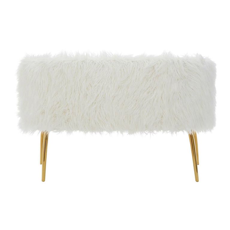 Clarence Sofa - 2 Seater - White Faux Fur with Gold Legs