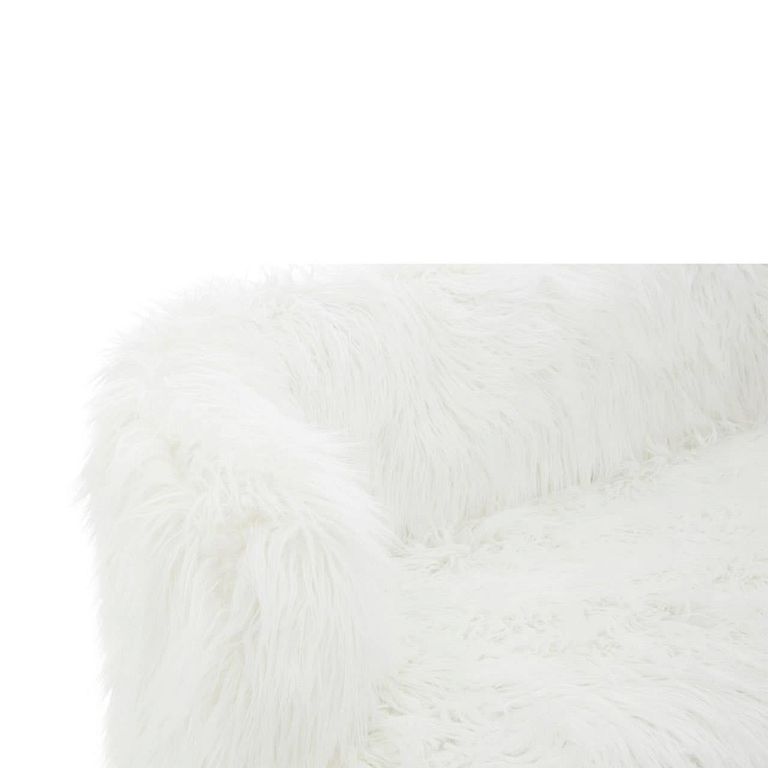 Clarence Sofa - 2 Seater - White Faux Fur with Gold Legs
