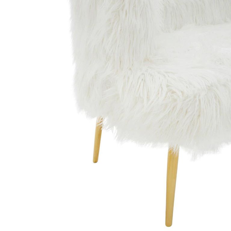 Clarence Sofa - 2 Seater - White Faux Fur with Gold Legs