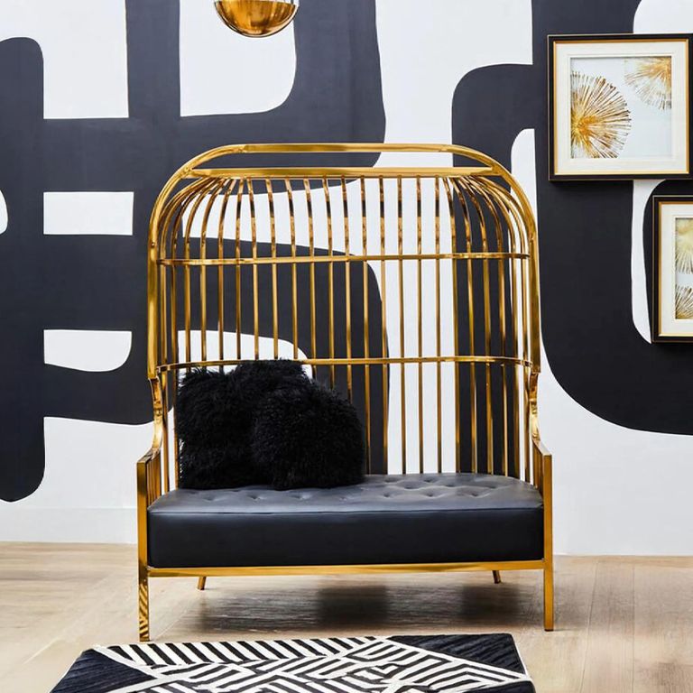 Eliza Sofa - 2 Seater - Gold Metal Frame with Dome Cage