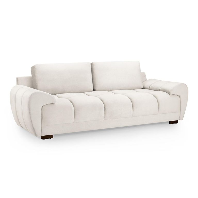Azzuro Sofa - Cream Velvet Fabric - 3 Seater