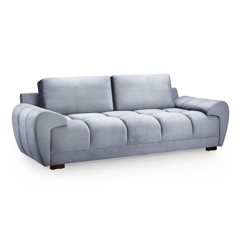 Azzuro Sofa - Grey Velvet Fabric - 3 Seater