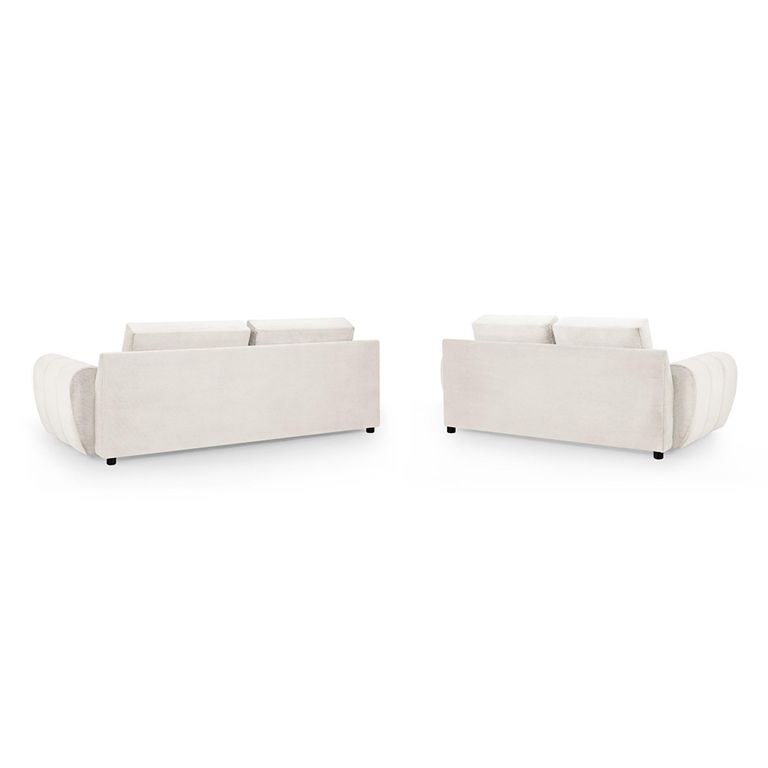 Azzuro Sofa Set - Cream Velvet Fabric - 3+2 Seater