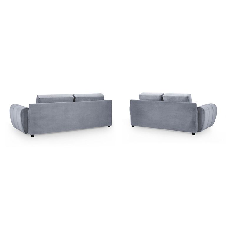 Azzuro Sofa Set - Grey Velvet Fabric - 3+2 Seater