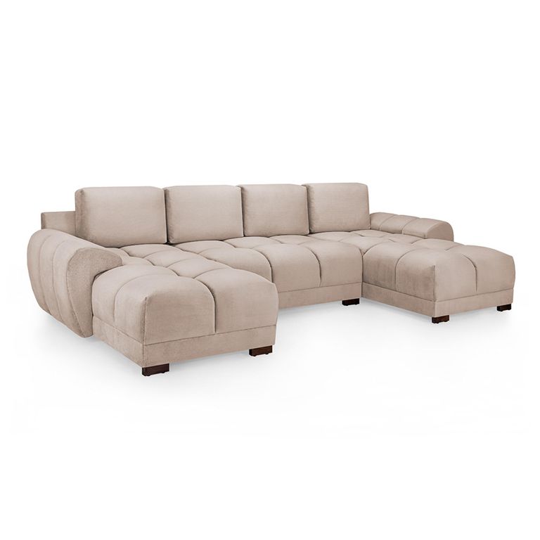 Azzuro U Shape Corner Sofa Suite - Mocha Velvet Fabric