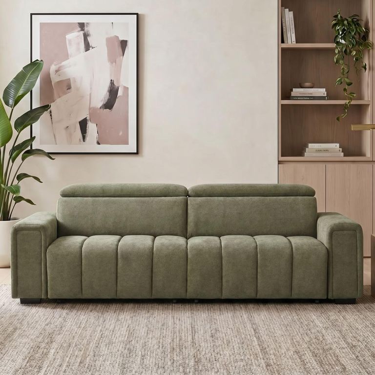 Molly Electric Recliner Sofa Bed - Green Fabric - 3 Seater - Click Clack