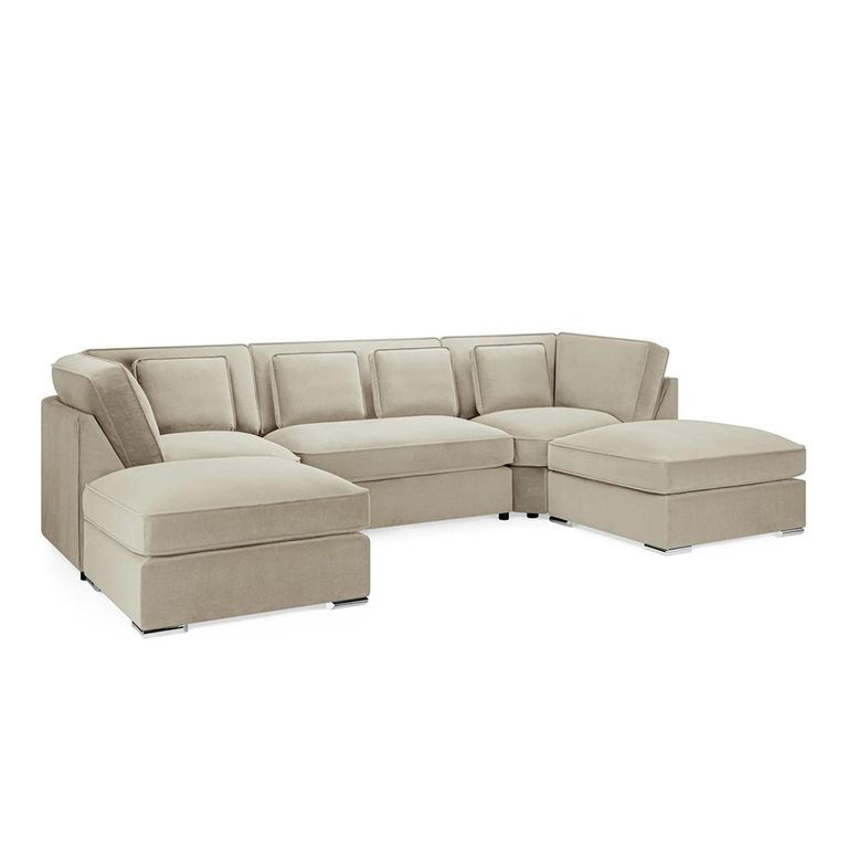 Belgravia U Shape Corner Sofa - Beige Fabric