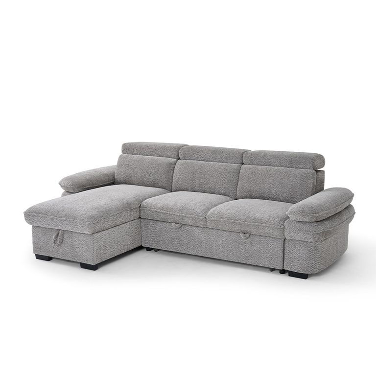 Hudson Universal Corner Sofa Bed - Grey Fabric - Pull Out