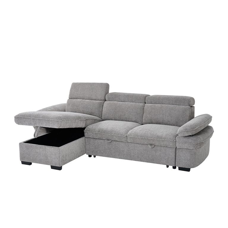 Hudson Universal Corner Sofa Bed - Grey Fabric - Pull Out